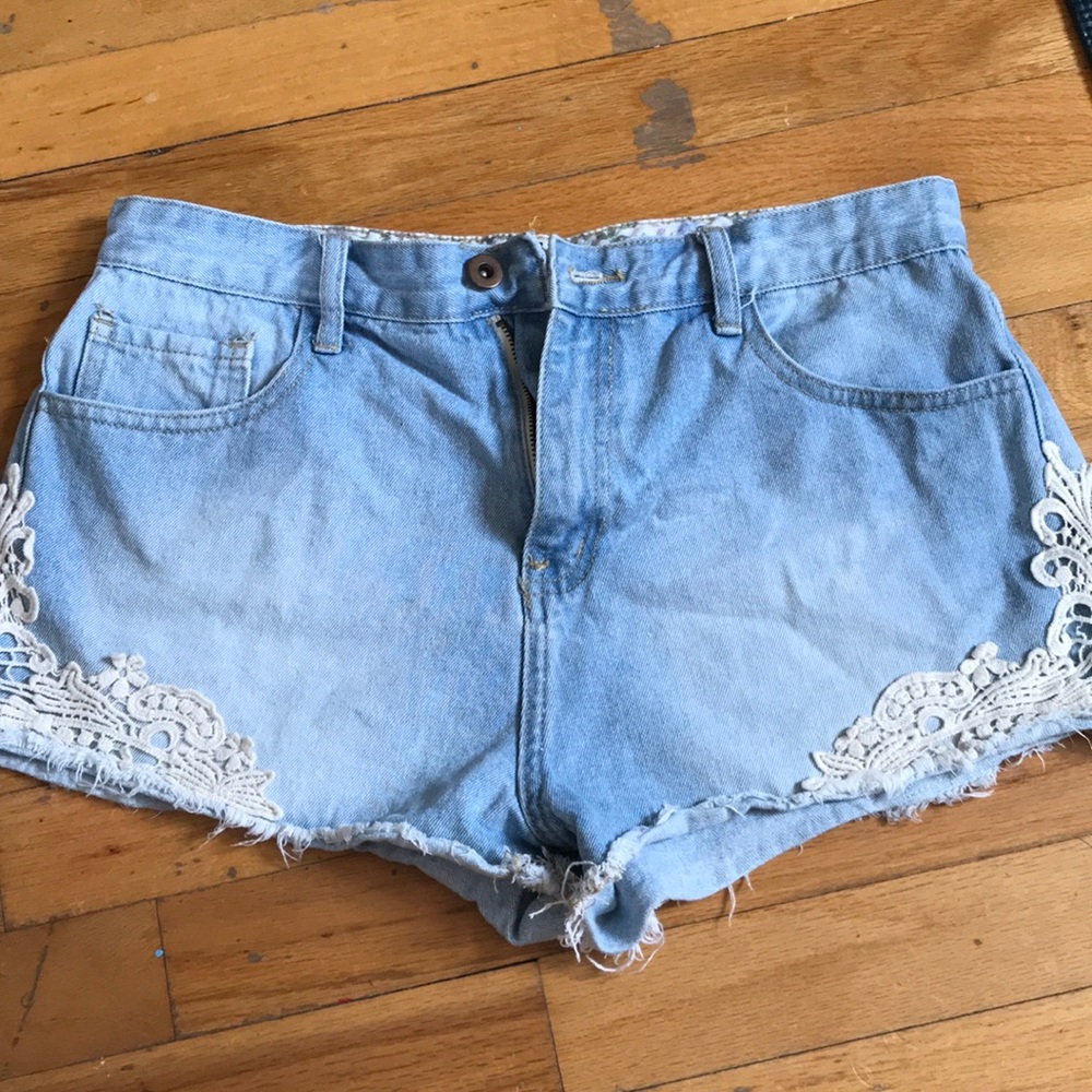 Crochet Denim Shorts